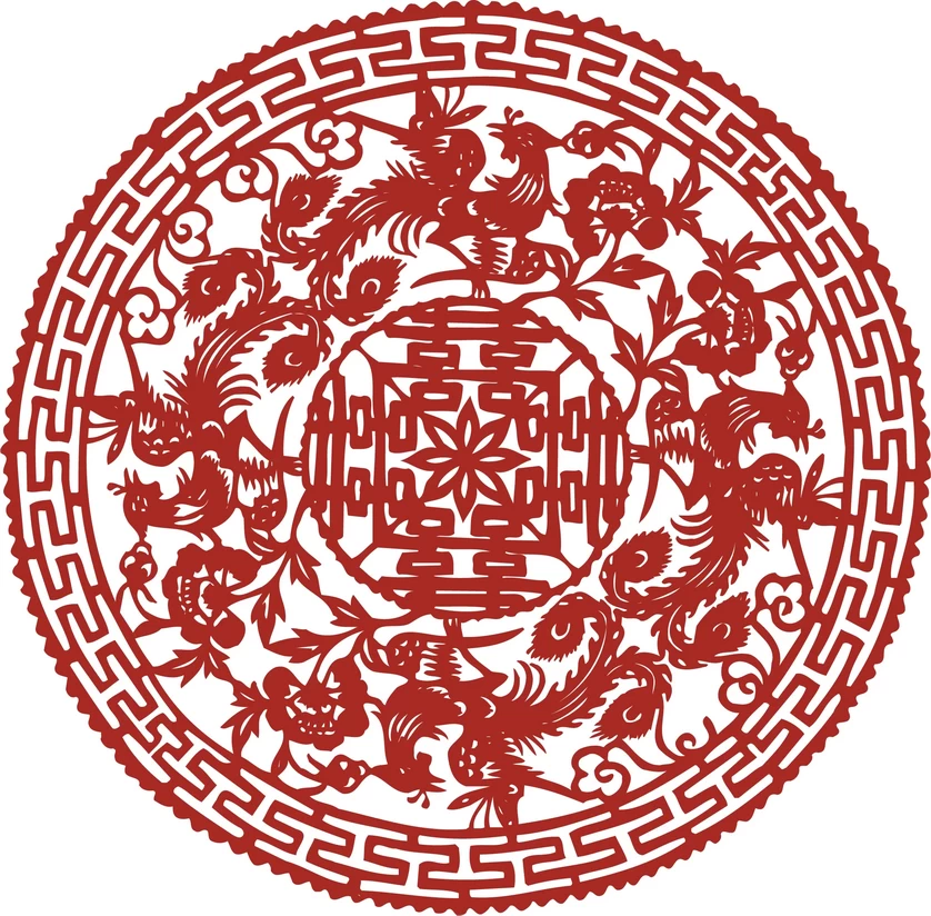 中国风中式传统喜庆民俗人物动物窗花剪纸插画边框AI矢量PNG素材【2816】